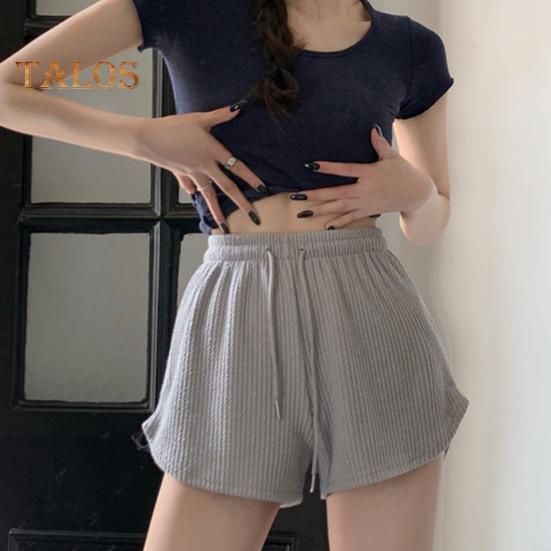 Женские летние спортивные шорты с эластичным шнурком и высокой талией, свободные однотонные мягкие быстросохнущие дышащие женские мини-шорты для бега с резинкой