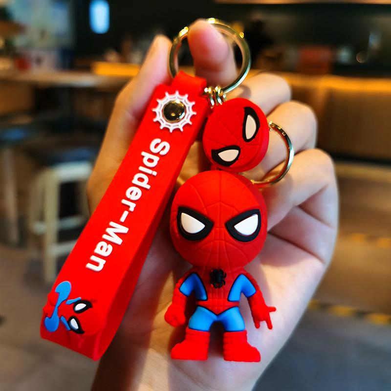 Супергерой Человек-паук Кукла Силиконовый Брелок Marvel Мстители Паук Брелоки для Аксессуаров Рюкзака Мужской Автомобильный Подвеска Держатель для Ключей