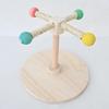 Parrot Stand Perch Toy Interactive 360 Degree Rotation Spinning Parakeet Toy Wooden Exercise Wheel Cockatiel Enrichment Toy Birdcage Accessories
