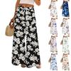 Women's Printed Wide Leg Pants With Pockets High Waist Drawstring Loose Casual Pants