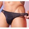 Мужские полосатые трусики Сексуальные кружевные прозрачные стринги Дышащее тонкое нижнее белье U выпуклый мешочек Мужское белье Экзотические трусы