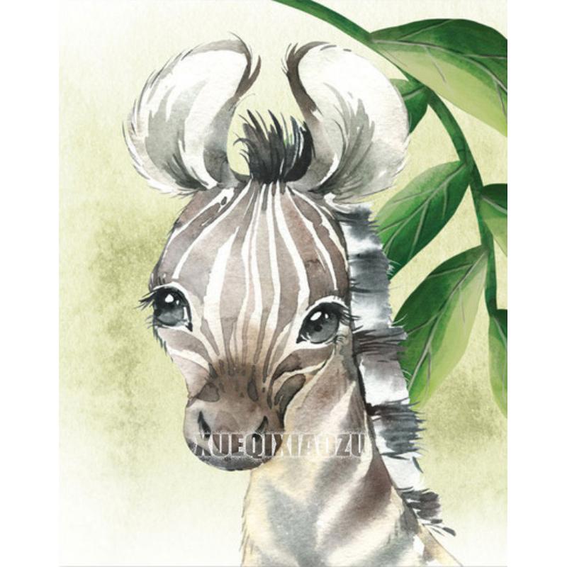 Мультяшное Животное Алмазная Живопись Растительный Лист Лев Зебра Жираф Слон Алмазная Вышивка Крестиком Подарок для Малышей Детей Домашний Декор