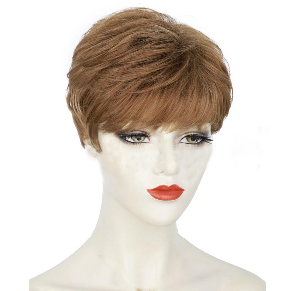 Women's Fluffy Light Brown Bangs with Short Hair