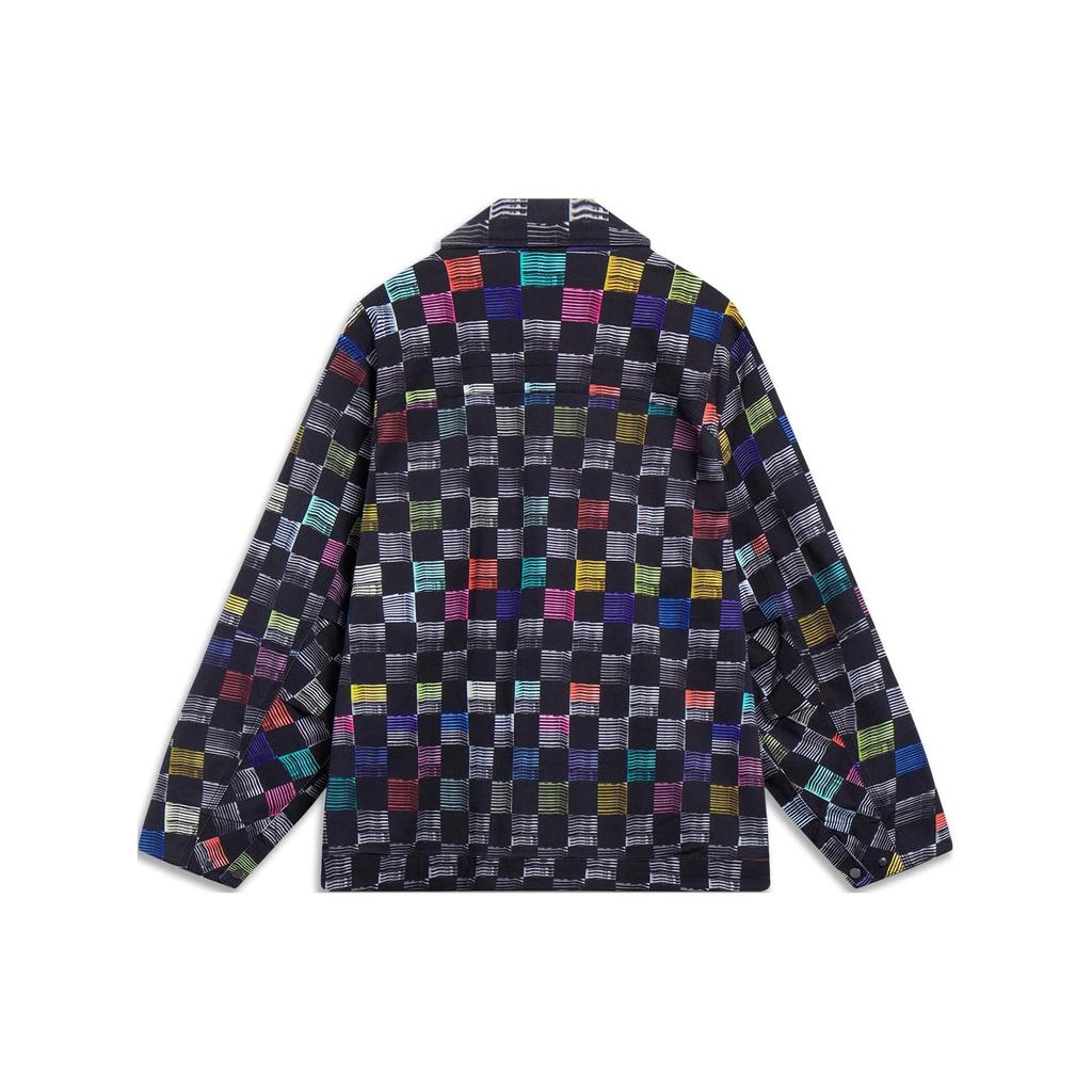 Мужская куртка свободного покроя с принтом в клетку Li Ning Skateboard Series, черная AFDT125-1