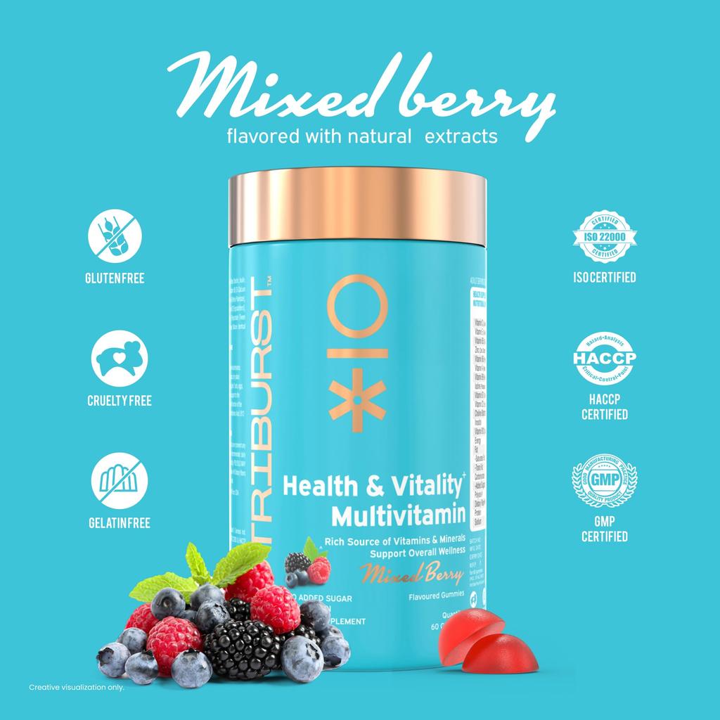 Мультивитаминные жевательные конфеты Nutriburst для мужчин и женщин | Повышают иммунитет, энергию и общее самочувствие | Витамины A, B, C, D, E и Биотин | Без добавления сахара |