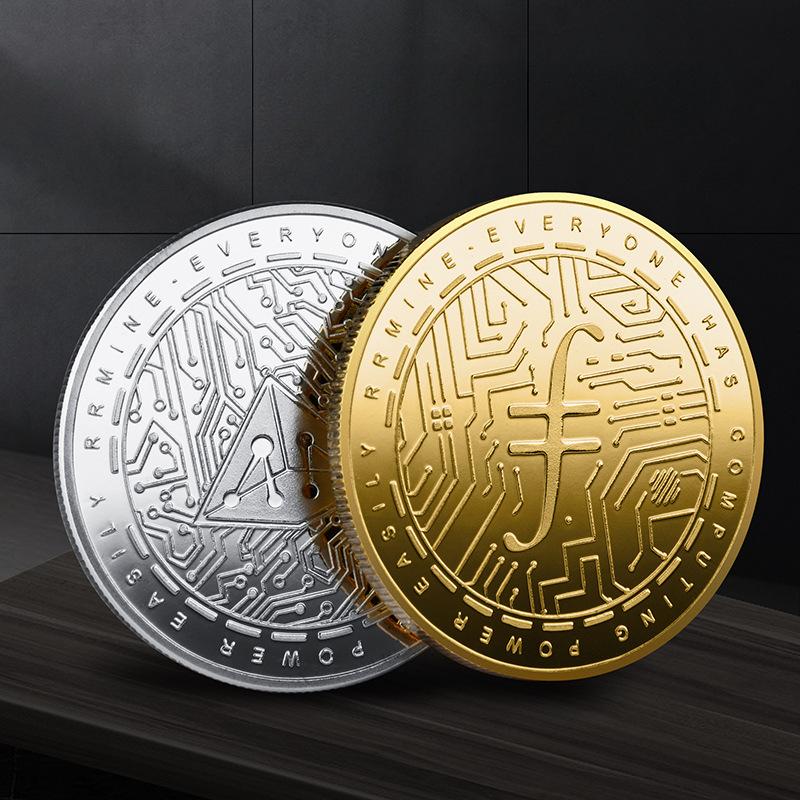 Металлическая памятная монета биткойн, файл Fil, виртуальная коллекция монет Ribo, памятный цифровой сувенир