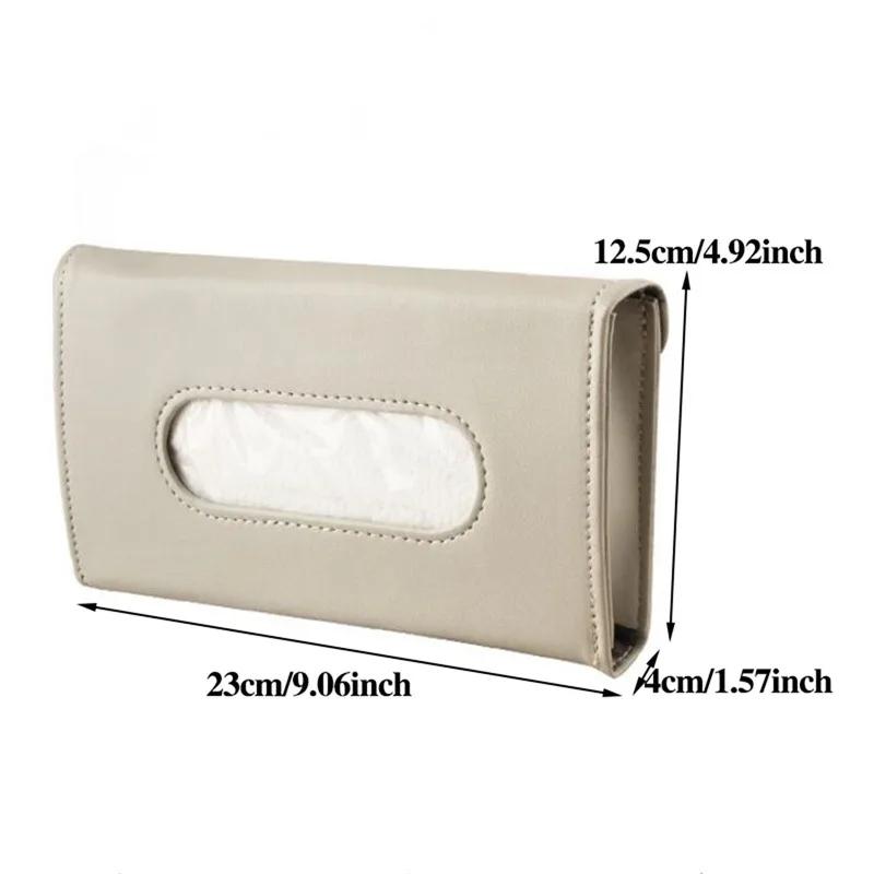 New Soft Leather Car Tissue Box Car Sun Visor Type Block Hanging Container Towel Napkin Holder Paper Rack Organizer Storage Bag