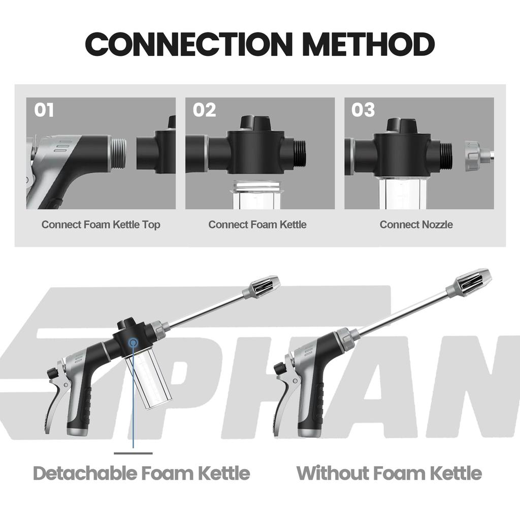 Foam Sprayer Hose Nozzle High Pressure Adjustable Soap Bottle for Car Wash Garden Cleaning Pet Bath
