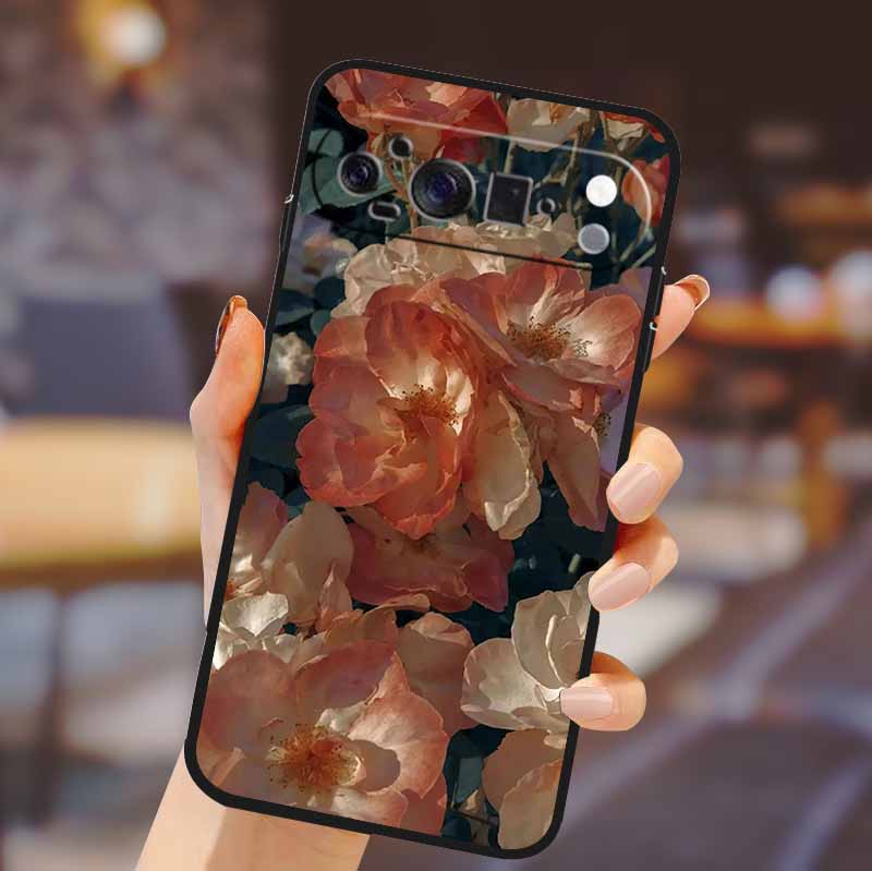 Для Google Pixel 10 Pro XL Чехол Силиконовый ТПУ Чехол для Телефона для Pixel10 Pro XL Цветы Подарок Пара Черный Задняя Сторона Мягкий Защитный Чехлы