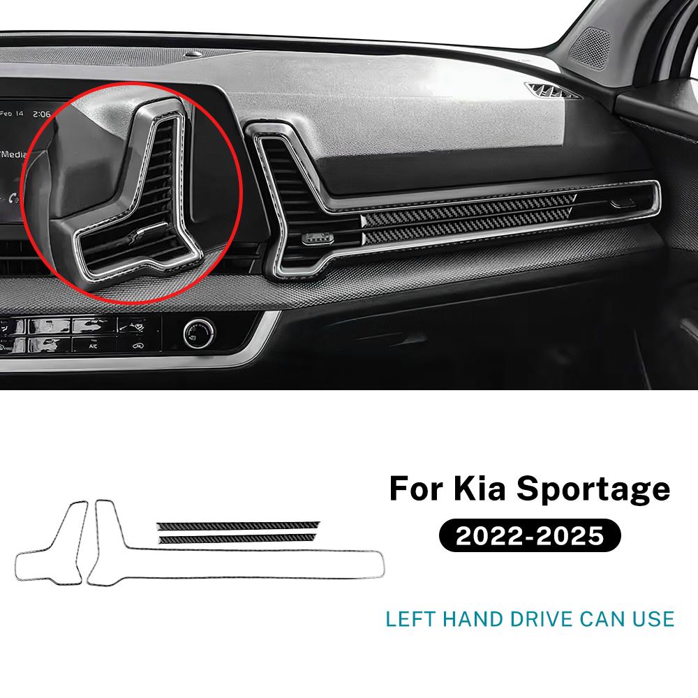 Настоящая мягкая карбоновая наклейка для Kia Sportage NQ5 2022 2023 2024 2025 LHD RHD Рамка воздуховода автомобиля под панелью приборов