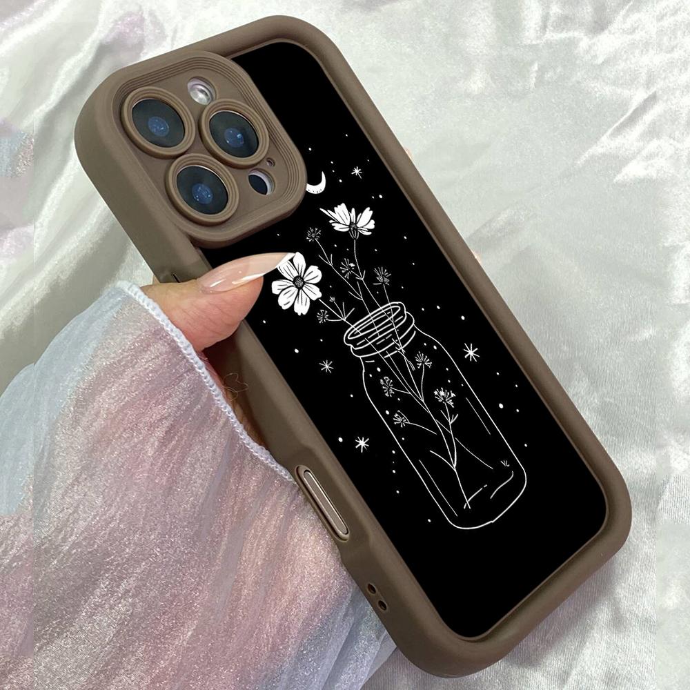 JT93 черно-белый арт рисунок линия для iPhone 17 16 15 14 Pro Max Samsung S26 S25 S24 Ultra A17 A16 A07 A56 A06 Xiaomi 15T Redmi 14C 15c Мягкий чехол из ТПУ