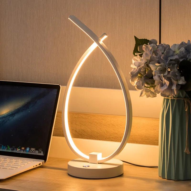 Nordic LED настольная лампа для чтения, линия для гостиной, спальни, прикроватной тумбочки, кабинета, настольного сенсорного выключателя, декоративного освещения, аксессуары