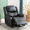 Recliner 130° Tiltable, Single Sofa Leg Rest, Pull-out Recliner PU Leather Armchair, Reclining Chair Side Pocket, Living Room, Black