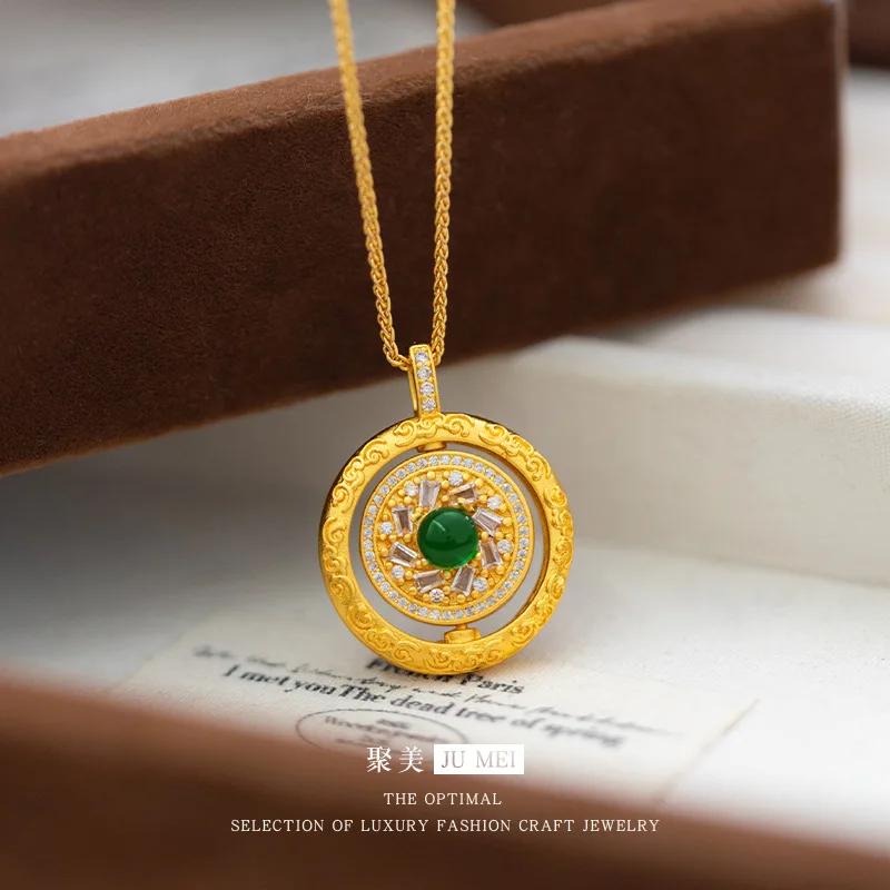Gold Reversible Tathagata Baby Pendant | Gilt Sitting Buddha with Rotating Halo, Chiseled Lotus Pedestal