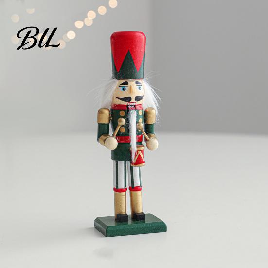 Traditional Nutcracker Statue Wooden Soldier Figurine, Handcrafted Solid Wood Christmas Tabletop Ornament Decorative for Holiday Desk And Bookshelf