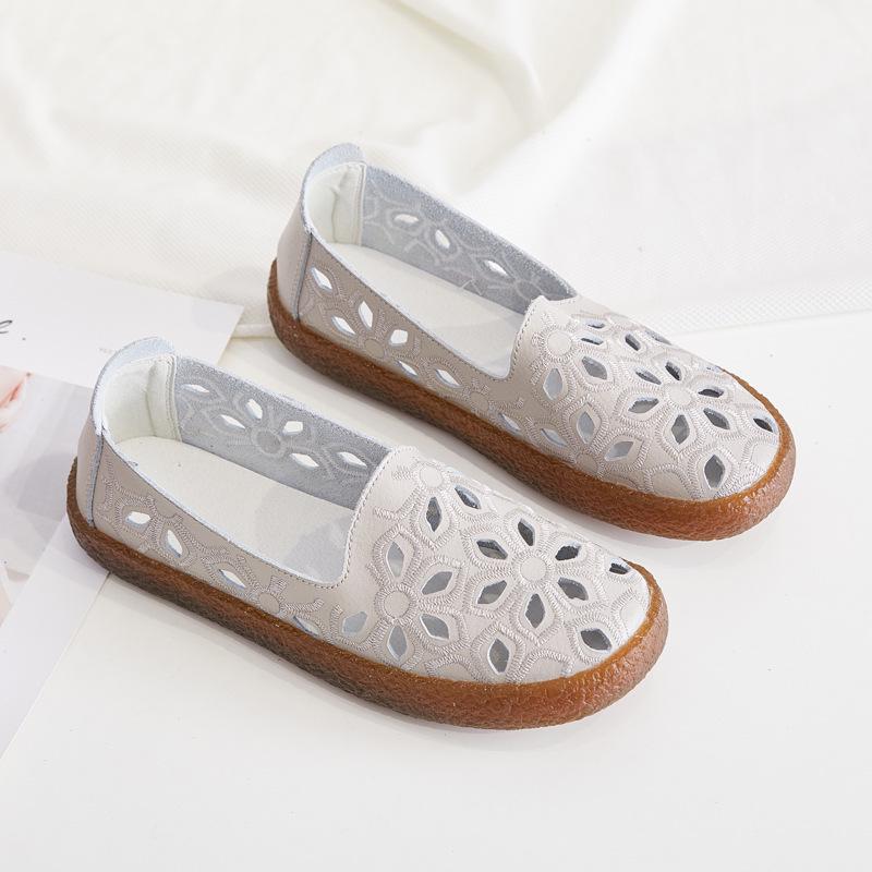 New Moccasins Women's Ballet Flats Summer Hollow Out Autumn Woman Loafers Leather Female Slip On Woman's Shoes Casual Size 35-43