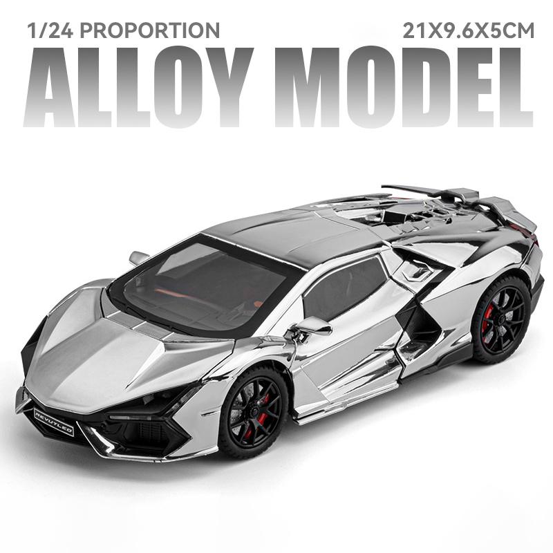 1/24 Lamborghini Revuelto Alloy Sports Car Model Diecast Metal Racing Electroplating Vehicles Car Model Sound Light with Spray Kids Toy Gift