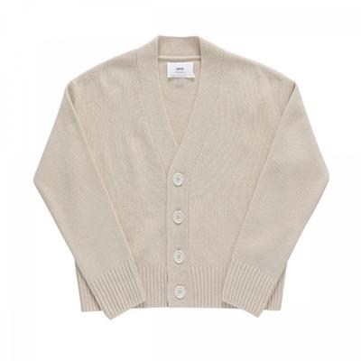Ami Ukc034 Kn0028 721 Ami De Coeur Тон в тон Логотип в виде сердца V-образный вырез Укороченный Публичный кардиган