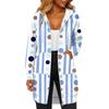 Women's Fashionable Printed  Long Sleeved Drawstring Hooded Zipper Pocket Long Casual Sweatshirt Jacket