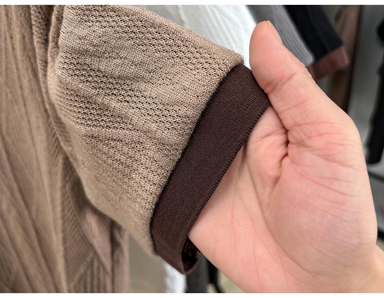 Мужской летний вязаный свитер с коротким рукавом в корейском стиле с жаккардовой вышивкой, 2025