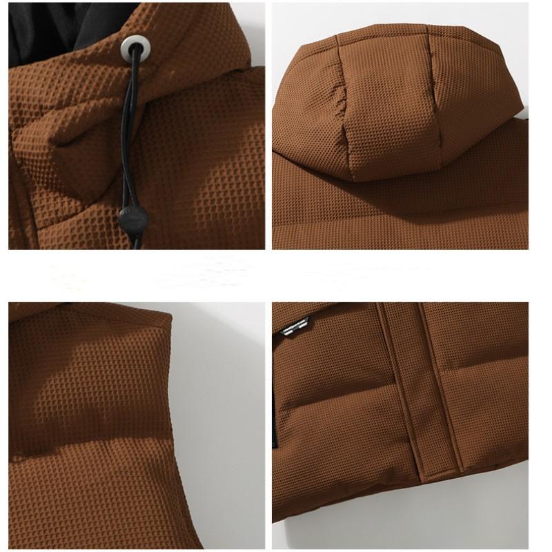 Осенне-зимний жилет с капюшоном, мужской жаккардовый свободный хлопковый теплый жилет с подкладкой, жилет для пары