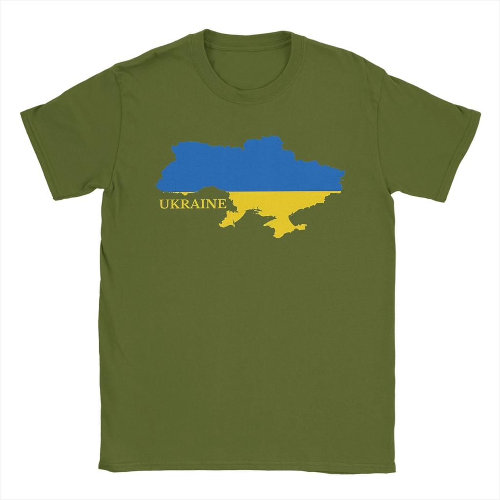 Футболки с картой флага Украины Унисекс Креативные Хлопковые Футболки с Круглым Вырезом с Коротким Рукавом Печатная Одежда