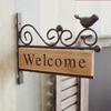 Rural Style Hanging Sign Welcome Doorplate Board Solid Wood Iron Wooden Pendant Bamboo