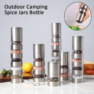 Банки для специй из нержавеющей стали, переносной контейнер для приправ для пикника и барбекю, ручная мельница, органайзер для хранения приправ для барбекю на открытом воздухе, кухонный инвентарь.