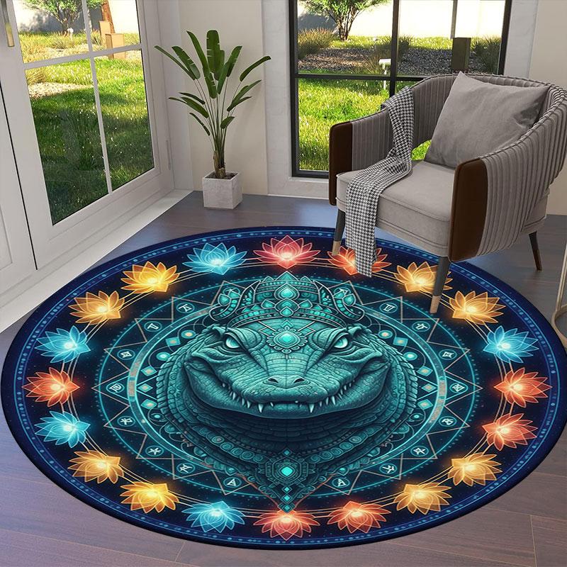 Lotusdeity Round Area Rug,Carpet Rug for Living Room Bedroom Sofa Playroom Decor,Non slip Floor Mat