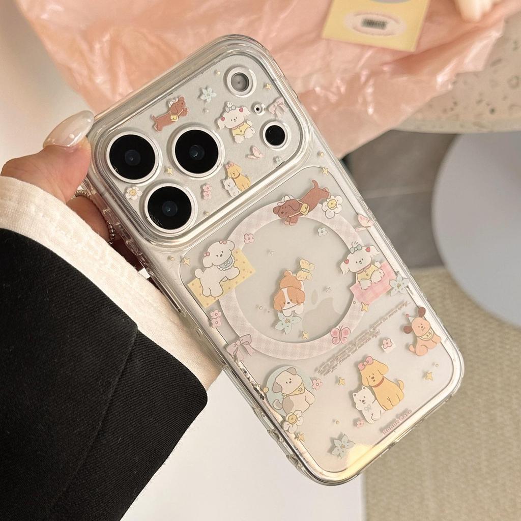 Милый чехол-подставка в форме сердца для щенка для iPhone 16, iPhone 17 и iPhone 17 Pro Max
