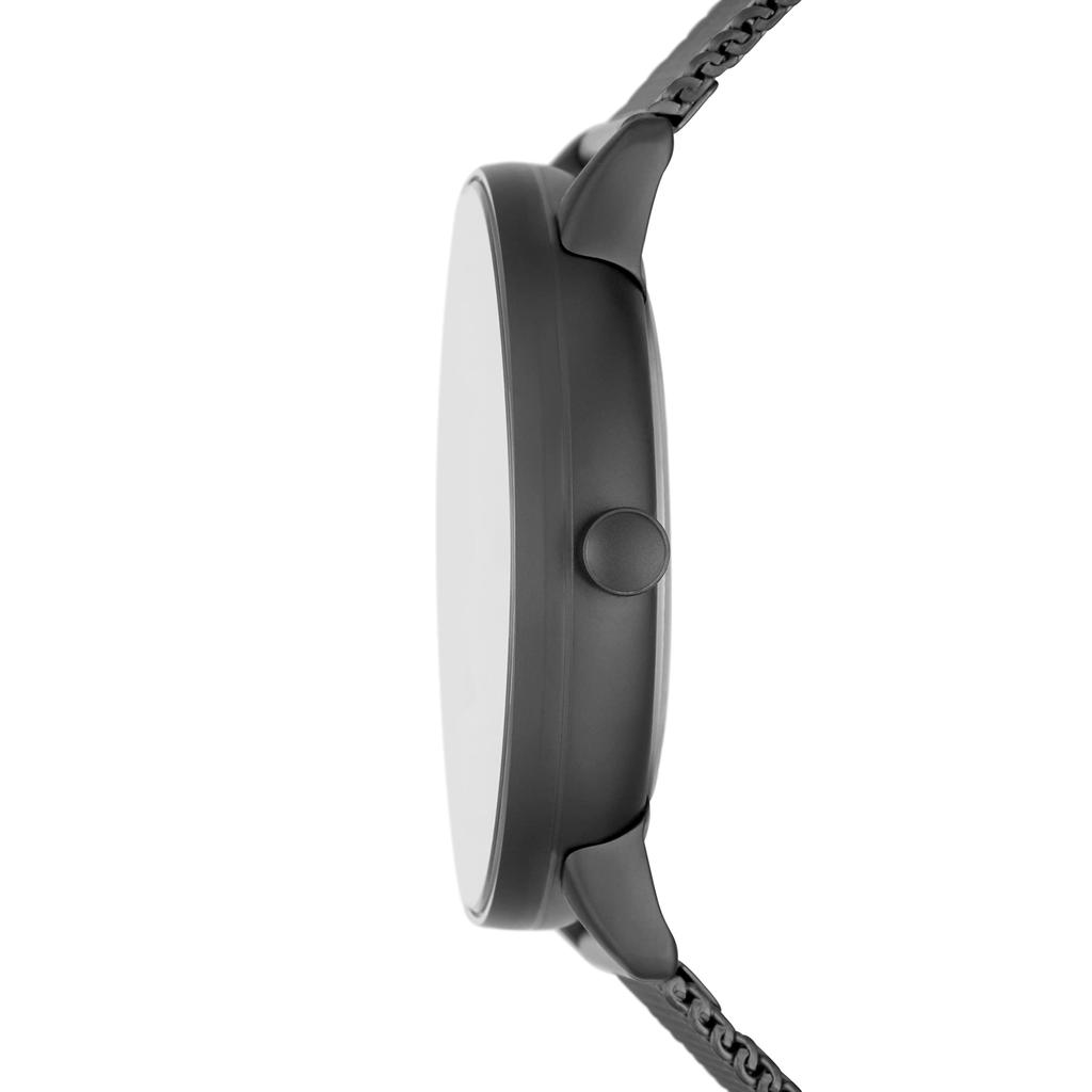 RIIS Часы с тремя стрелками, стальной сетчатый ремешок, цвет: угольный