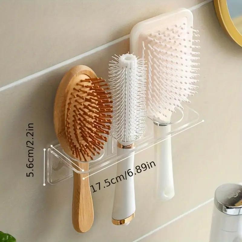Acrylic Comb Holder Organizer Storage Shelf Clear Transparent Wall-Mounted Hair Brushes Rack Bathroom Accessories Home Shelves