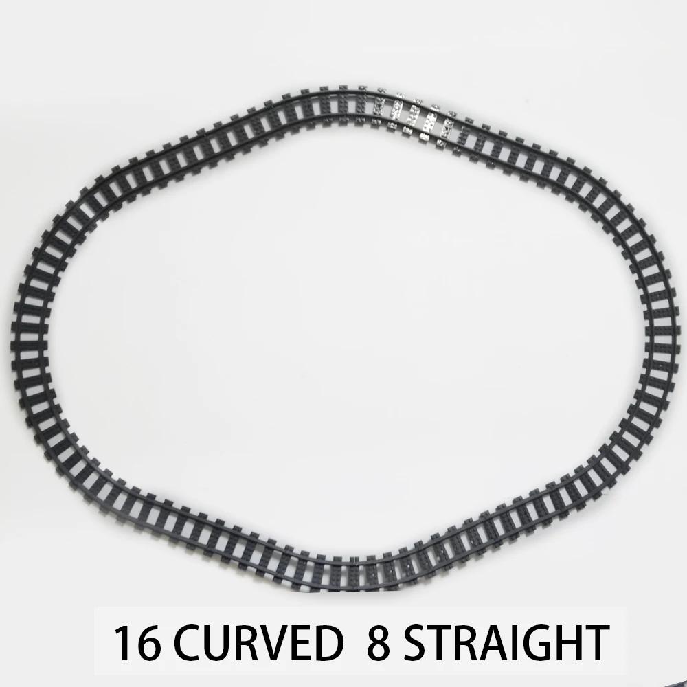 Straight Train Tracks Curved Accessories Car Blocks Building Sets DIY 10-100 Pcs Kids Toys MOC Bricks City Switch Rail Crossing