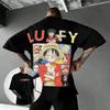 Оверсайз Футболка с Аниме-Принтом Луффи One Piece Мужская Женская 2026 Лето Уличная Одежда Футболка Повседневная С коротким Рукавом Мультяшный Принт Y2k