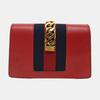 [Pre-Owned] Sylvie Gold Buckle Striped Web Chain Leather Mini Shoulder Bag - Very Good #9GRSL1
