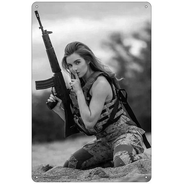 Винтажные металлические жестяные таблички с пинап-девушками Ретро военные плакаты Железный настенный декор для мужской пещеры, дома, кафе, сада, клуба, бара Уника