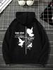 Vintage Streetwear Pullover Hoodie for MenAutumnWinterPeaceDove Cross Lightning Graphic Back To School clothesHooded Sweatshirt