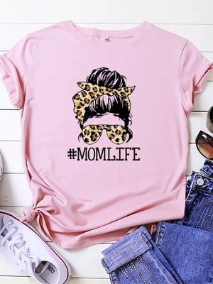 MomLife леопардовый череп голова принт женская футболка короткий рукав O-образный вырез свободная женская футболка женская футболка топы женские майки