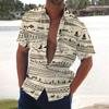 Men's Summer New Loose Print Short Sleeve Shirt Cardigan Beach Shirt