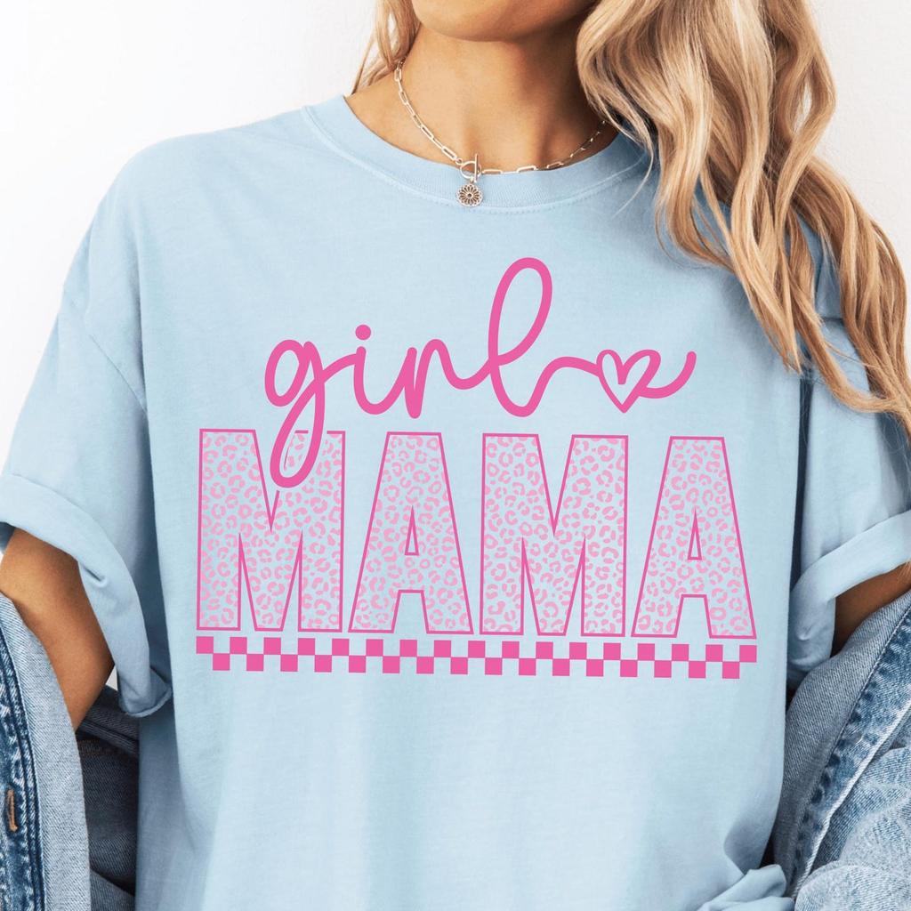 Girl Mama Shirt Comfort Colors® Pink Leopard Mama Tee Preppy Mom Birthday Top Retro Mothers Day Gift For Wife Cheetah Y2K Baby Shower Gift