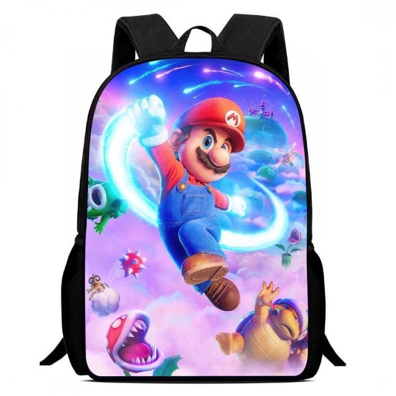 Mario Cartoon Backpack Kids School Use Lightweight Ergonomic Dual Shoulder Bag With Breathable Oxford Fabric