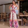 Women's Summer One Shoulder Printed Sleeveless Slim Long Dresses