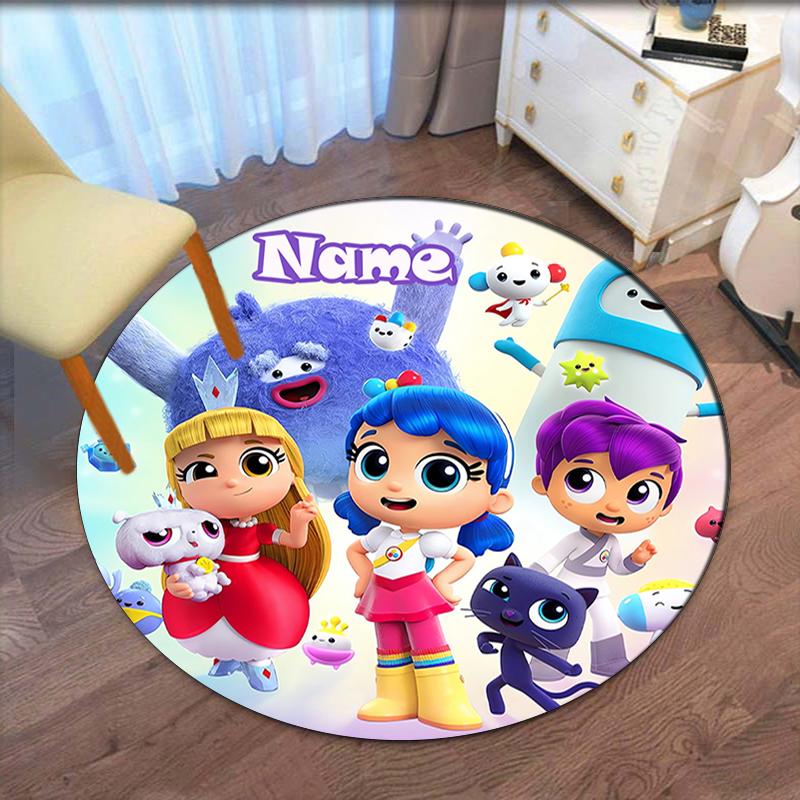 Custom Name True and the Rainbow Kingdom Printed Round Rug Carpet Chair Rug Area Rug Entryway Doormats,for Office Chair Living Room Bedroom Kitchen Ro
