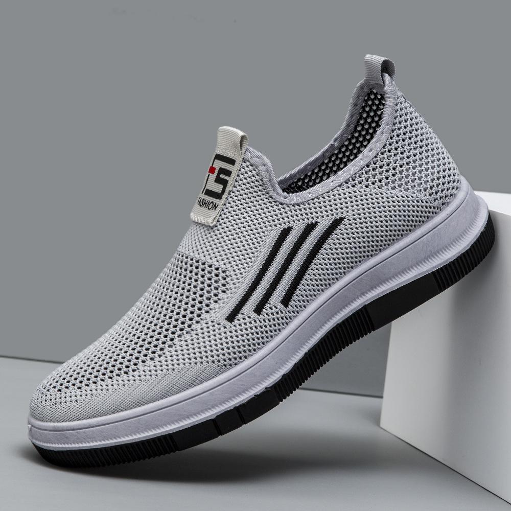 Мужская обувь, летняя, новая, сетчатая обувь, тонкая, полая, спортивная, повседневная обувь, модная, универсальная, дышащая, с одной педалью, летающая, плетеная обувь