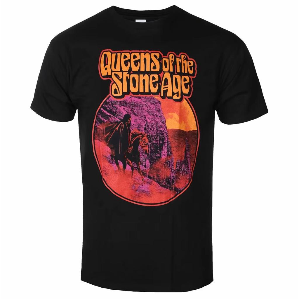 Унисекс Модная Футболка с Коротким Рукавом Летняя с Графикой Queens of The Stone Age Хлопковая Футболка Хип-Хоп Уличная Одежда Оверсайз Футболка с Коротким Рукавом Повседневная