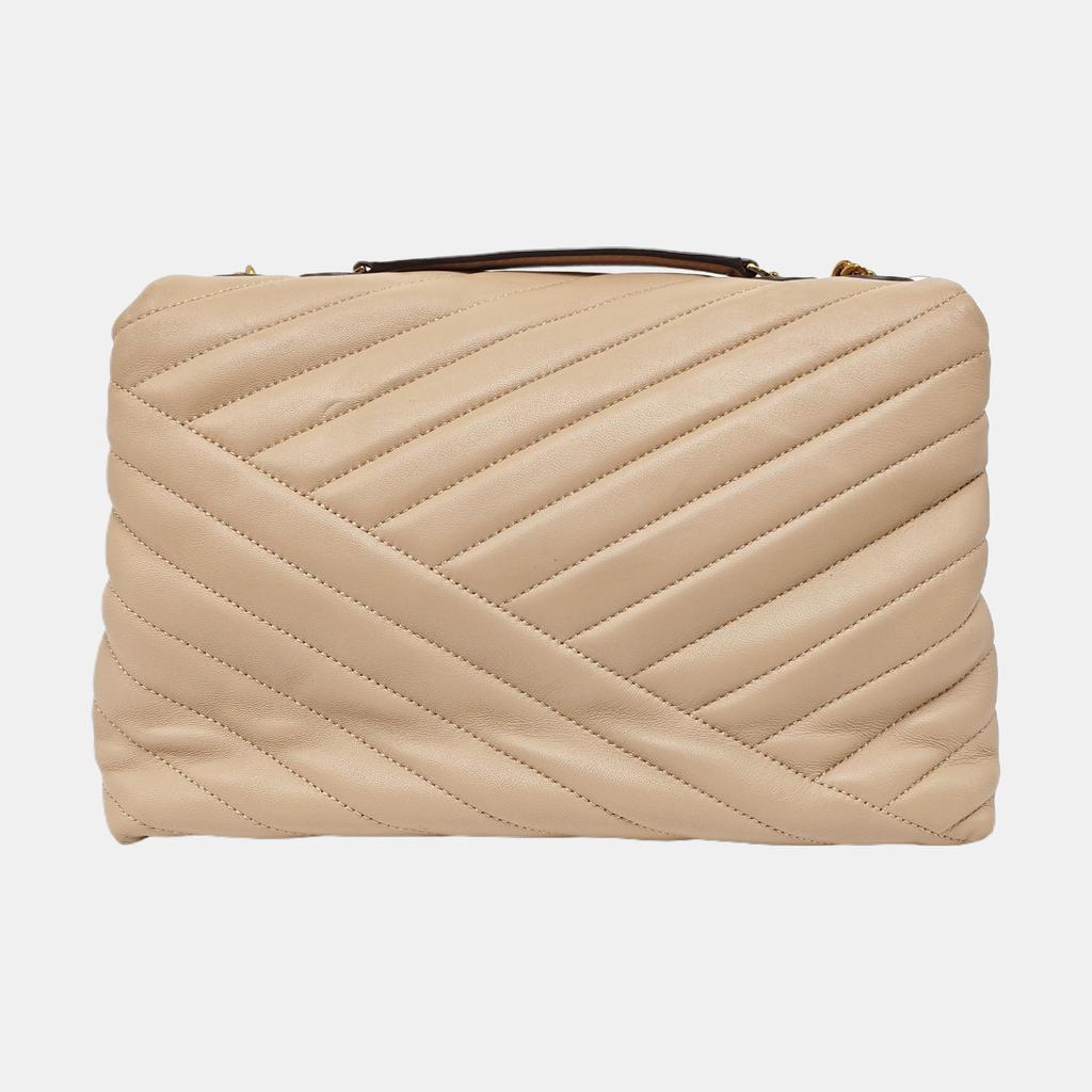 [Pre-Owned] Kira Large Nude Pink Lambskin Quilted Shoulder Bag With Gold Hardware - Very Good #1H3HCEZ