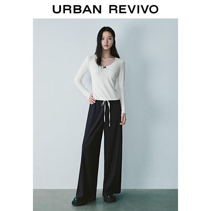 UR 2025 Spring Ballet Style Colorblock Wide-Leg Pants