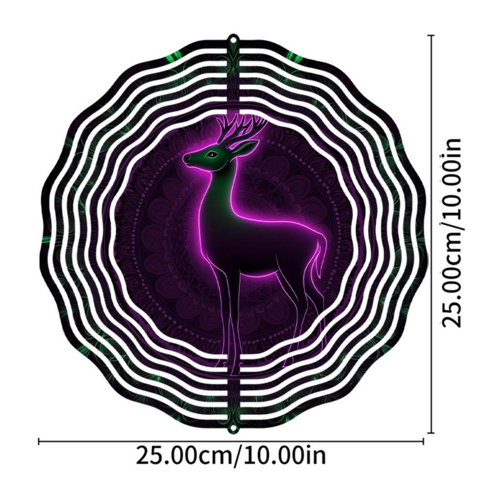 10-дюймовые колокольчики ветра с животными и 3D-мандалой, вращающиеся яркие узоры без батареек для уличного декора, идеальный праздничный подарок