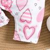 Infant Baby Girl Cute Heart Print Short Sleeve Casual Style Jumpsuit