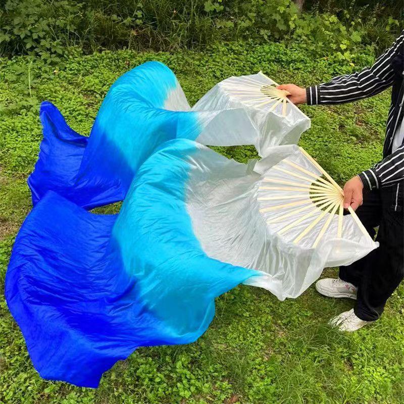 Длина Продажа Танцевальный веер Градиент Танцор Практика Имитация Длинные веера Танцевальный реквизит для выступлений Белый